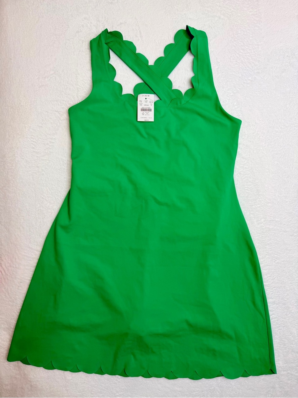 j crew Scalloped Active Green Dress With Shorts Size Small